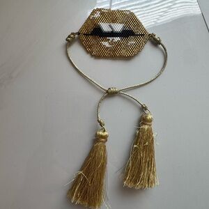 Gold Beaded Lip Bracelet